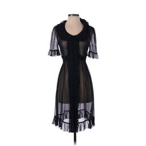 Juicy Couture 100% Silk Solid Black Cocktail Dress, Size 4